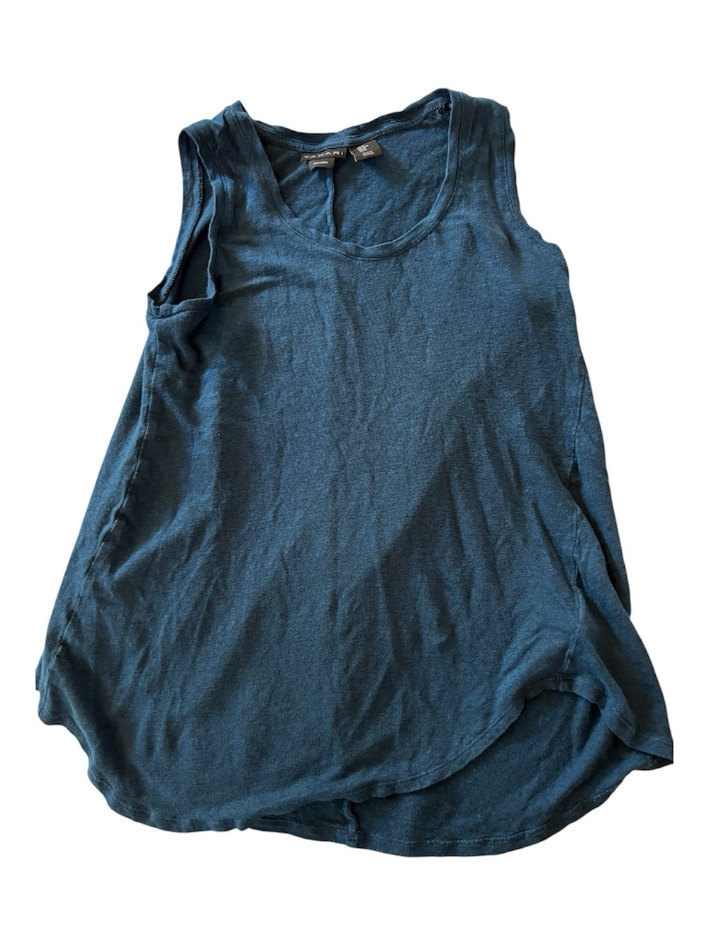 Tahari Women's Blue 100% Linen Sleeveless Tank Top Size Medium